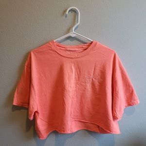 Wildfang Portland Oversize Crop Tee Neon Coral